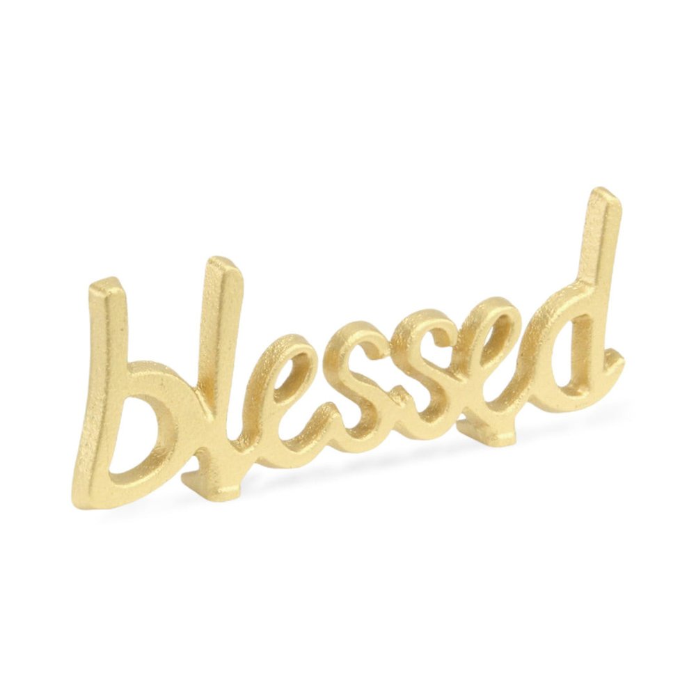 8" Gold Cast Iron Blessed Hand Painted Tabletop Sculpture HomeRoots