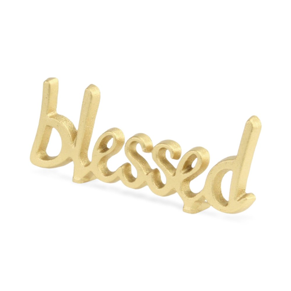8" Gold Cast Iron Blessed Hand Painted Tabletop Sculpture HomeRoots