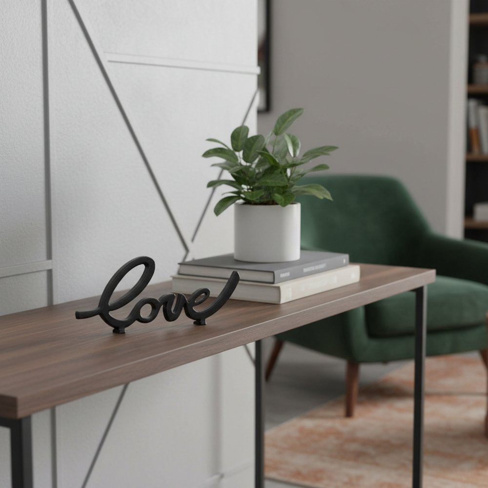 10" Black Cast Iron Love Tabletop Sign HomeRoots