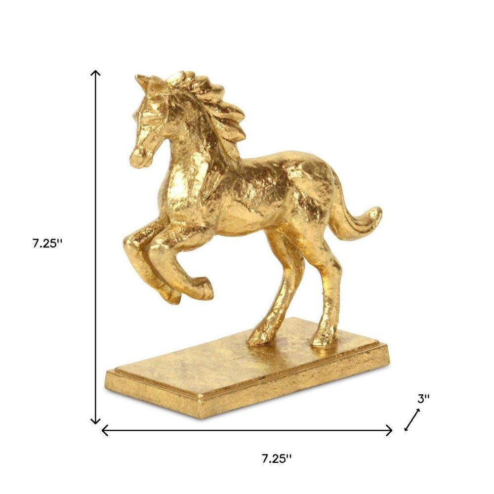 7" Gold Cast Iron Horse Tabletop Sculpture HomeRoots
