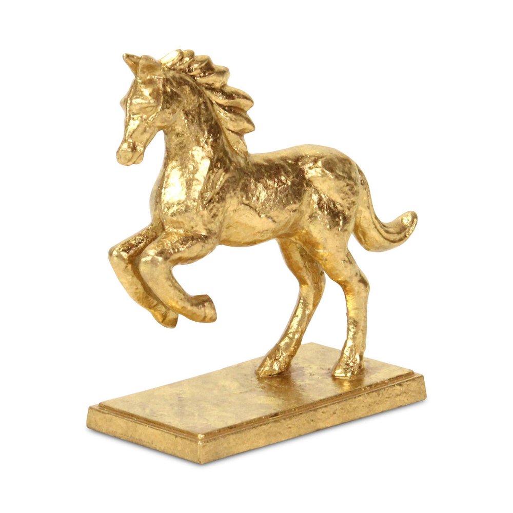 7" Gold Cast Iron Horse Tabletop Sculpture HomeRoots