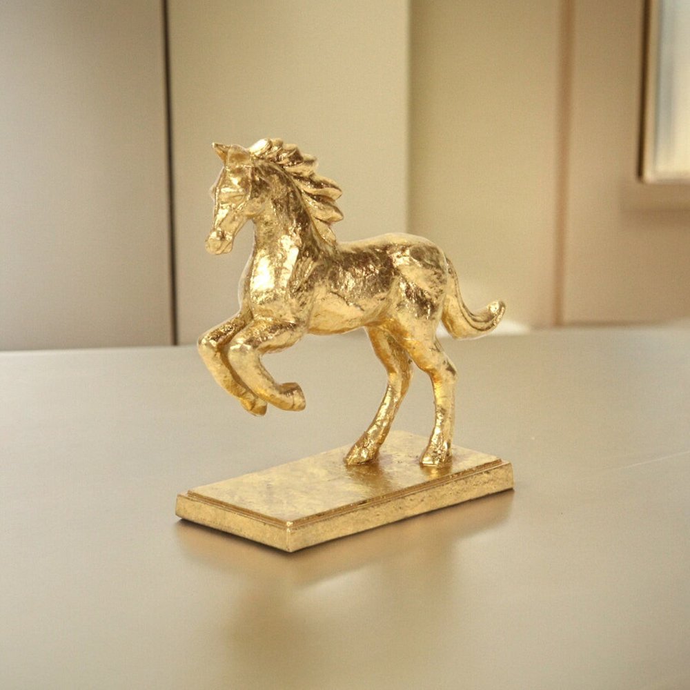 7" Gold Cast Iron Horse Tabletop Sculpture HomeRoots