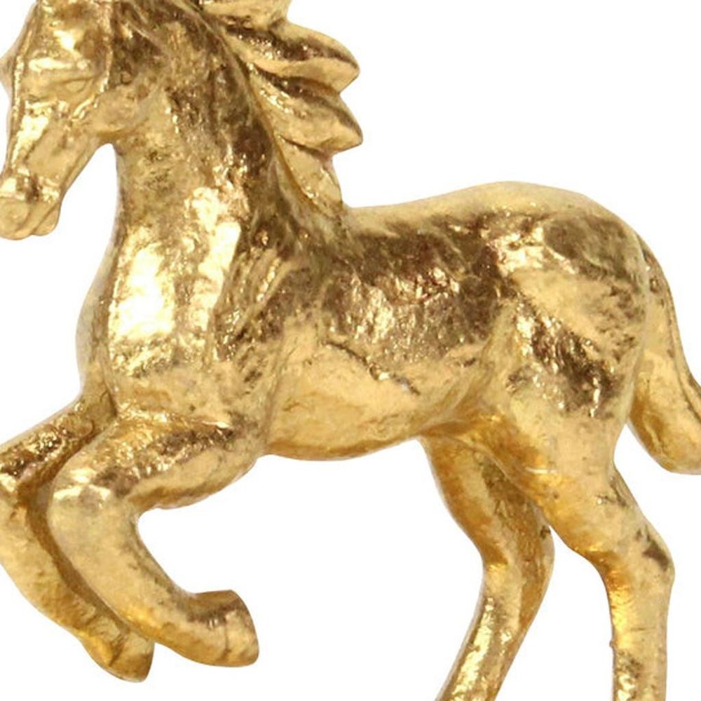 7" Gold Cast Iron Horse Tabletop Sculpture HomeRoots