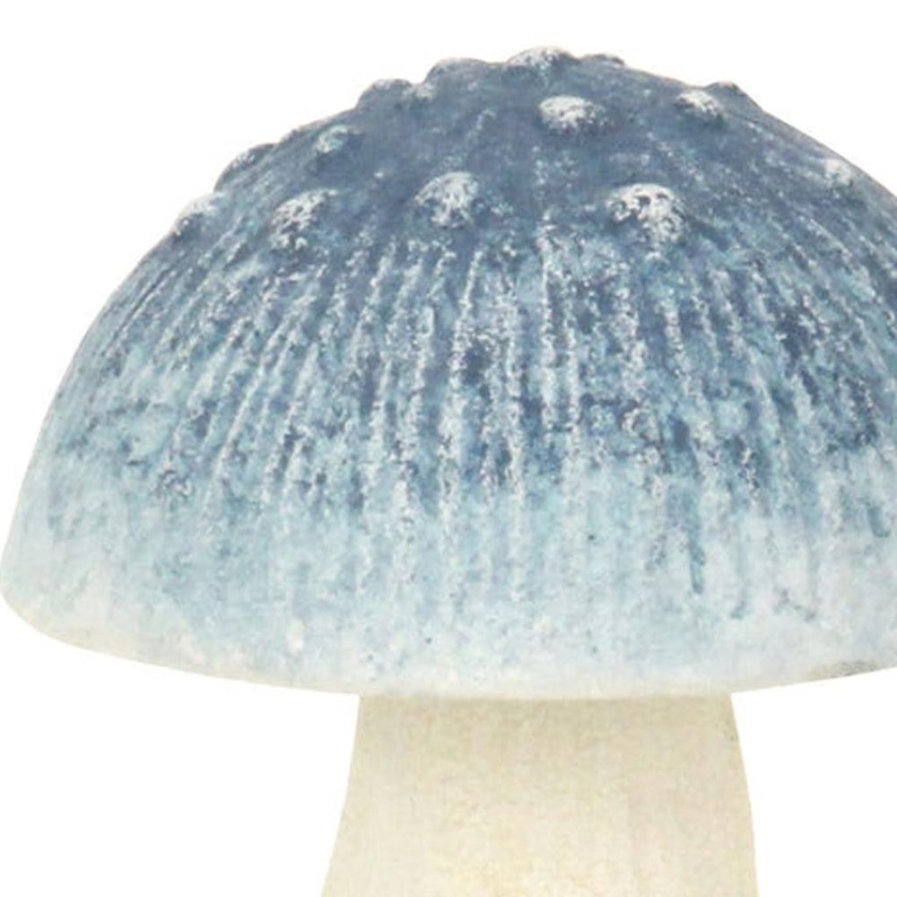 6" Blue And Off White Cast Iron Mushroom Tabletop Sculpture HomeRoots