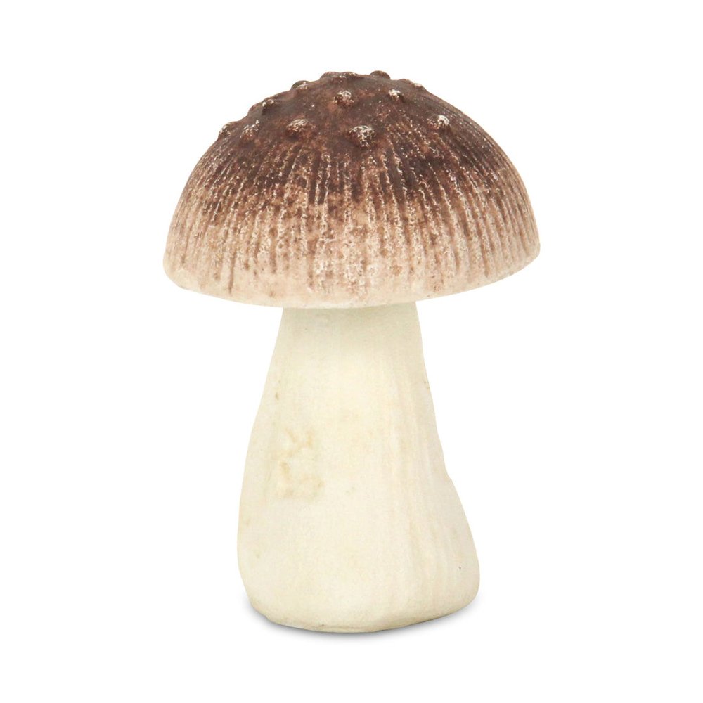 6" Red And Off White Cast Iron Mushroom Tabletop Sculpture HomeRoots
