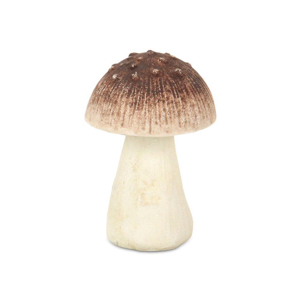 6" Red And Off White Cast Iron Mushroom Tabletop Sculpture HomeRoots