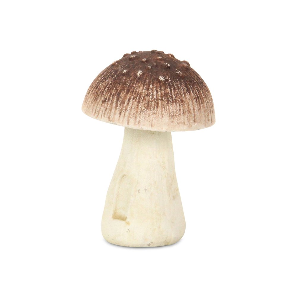 6" Red And Off White Cast Iron Mushroom Tabletop Sculpture HomeRoots