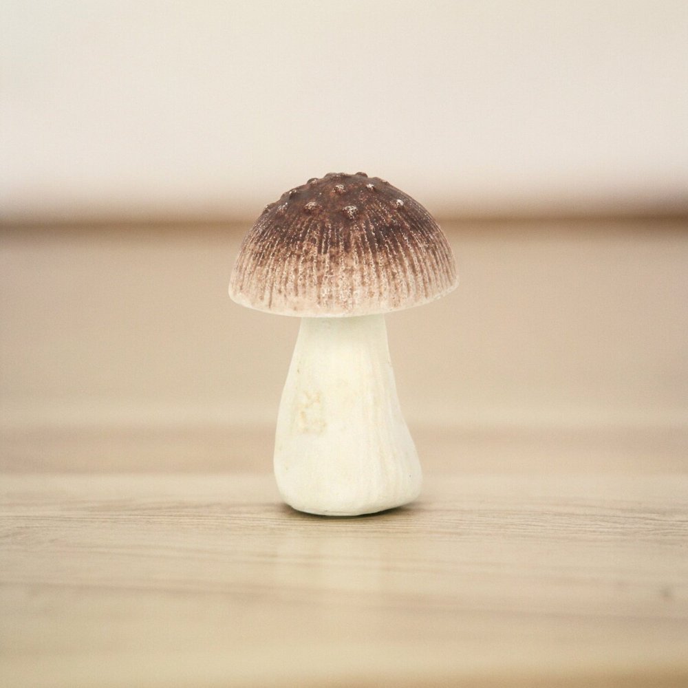6" Red And Off White Cast Iron Mushroom Tabletop Sculpture HomeRoots