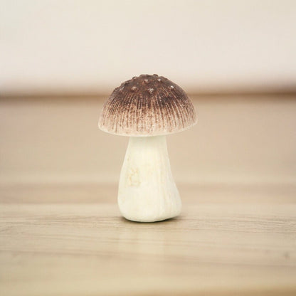 6" Red And Off White Cast Iron Mushroom Tabletop Sculpture HomeRoots