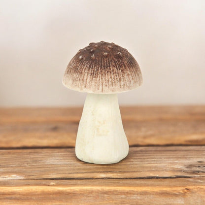 6" Red And Off White Cast Iron Mushroom Tabletop Sculpture HomeRoots