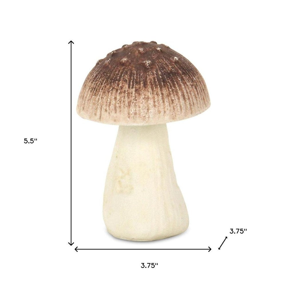 6" Red And Off White Cast Iron Mushroom Tabletop Sculpture HomeRoots