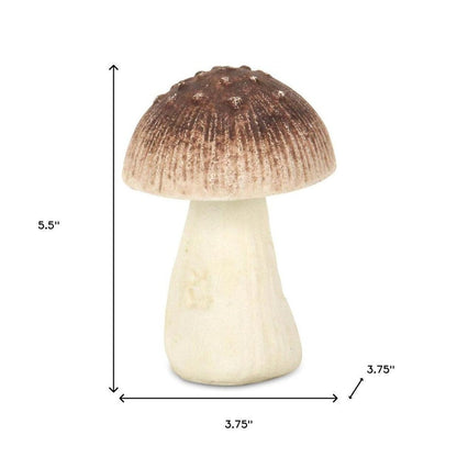 6" Red And Off White Cast Iron Mushroom Tabletop Sculpture HomeRoots