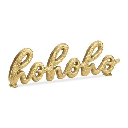 9" Gold Cast Iron Christmas Tabletop Sign HomeRoots