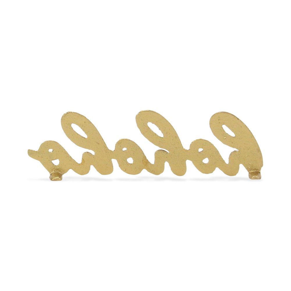9" Gold Cast Iron Christmas Tabletop Sign HomeRoots