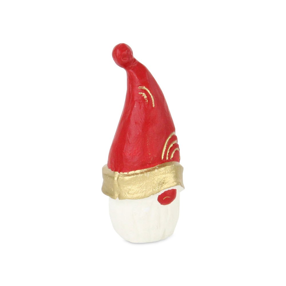 6" Red Gold And White Cast Iron Christmas Santa Gnome Figurine HomeRoots