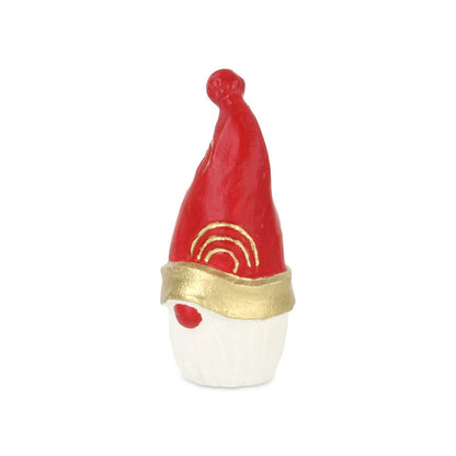 6" Red Gold And White Cast Iron Christmas Santa Gnome Figurine HomeRoots