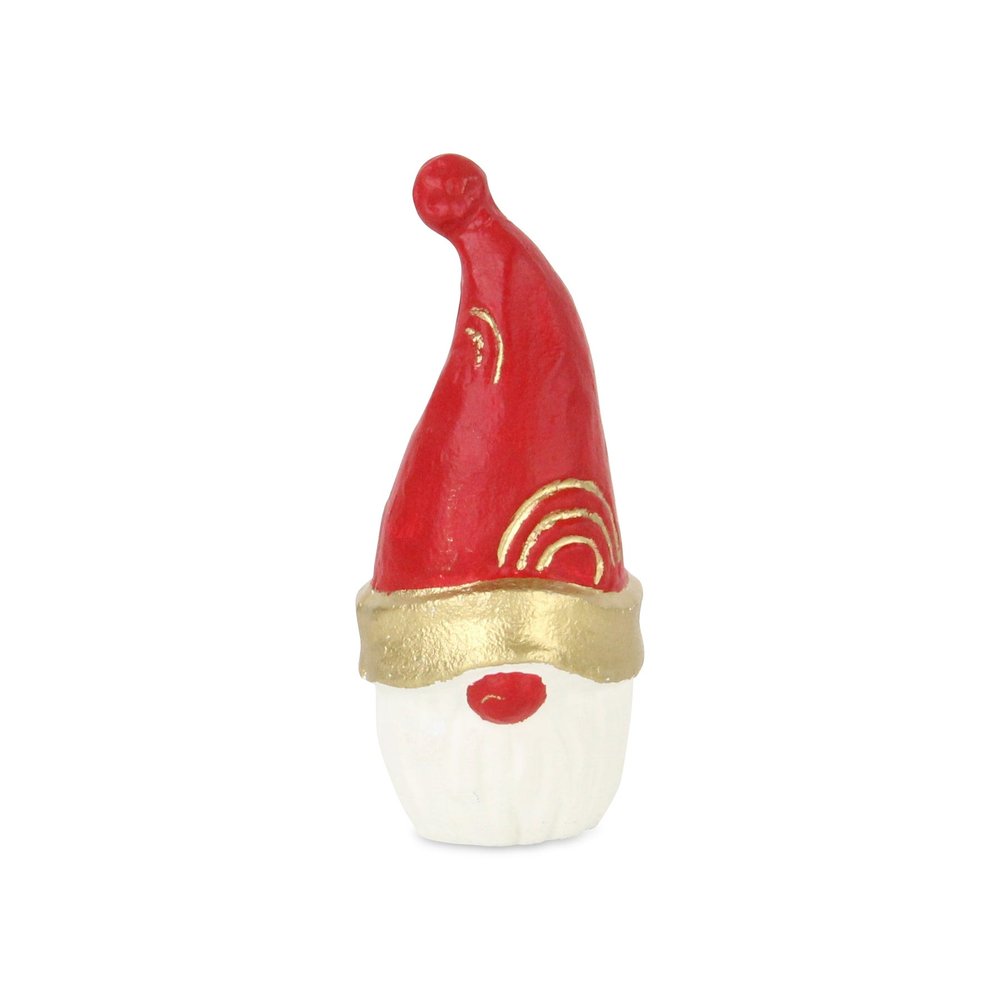 6" Red Gold And White Cast Iron Christmas Santa Gnome Figurine HomeRoots