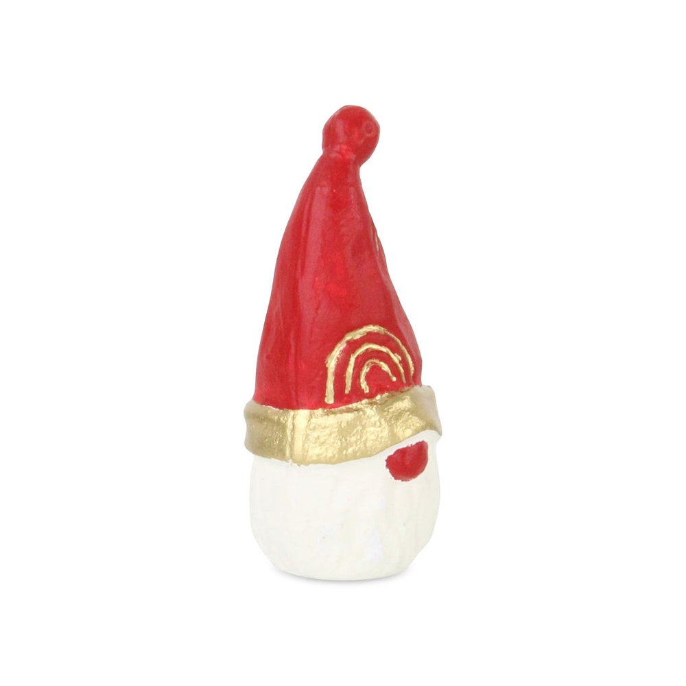 5" Red Gold And White Cast Iron Christmas Santa Gnome Figurine HomeRoots