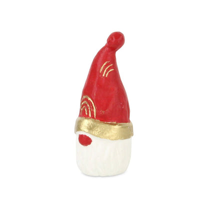 5" Red Gold And White Cast Iron Christmas Santa Gnome Figurine HomeRoots