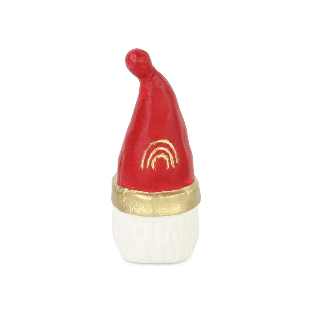 5" Red Gold And White Cast Iron Christmas Santa Gnome Figurine HomeRoots