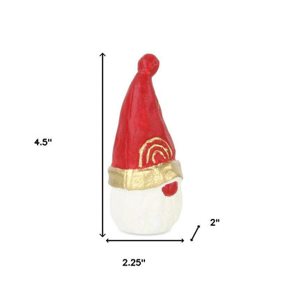5" Red Gold And White Cast Iron Christmas Santa Gnome Figurine HomeRoots
