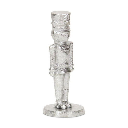 7" Silver Cast Iron Christmas Nutcracker Hand Painted Figurine HomeRoots