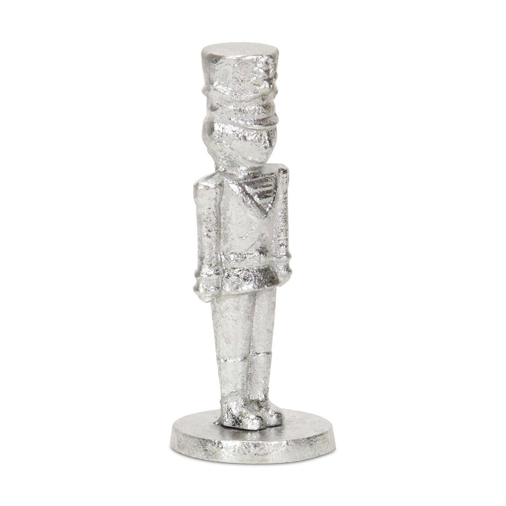 7" Silver Cast Iron Christmas Nutcracker Hand Painted Figurine HomeRoots