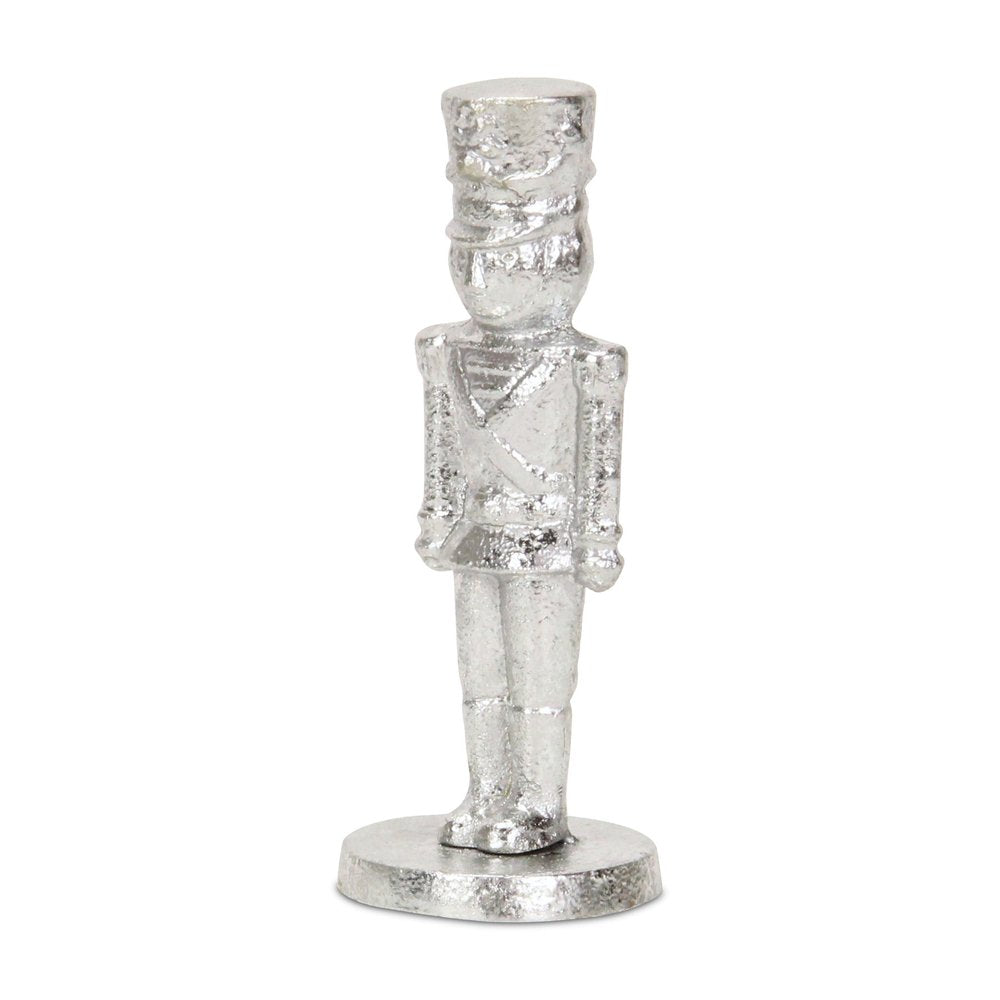 7" Silver Cast Iron Christmas Nutcracker Hand Painted Figurine HomeRoots