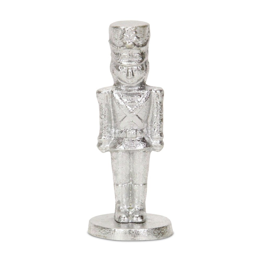 7" Silver Cast Iron Christmas Nutcracker Hand Painted Figurine HomeRoots
