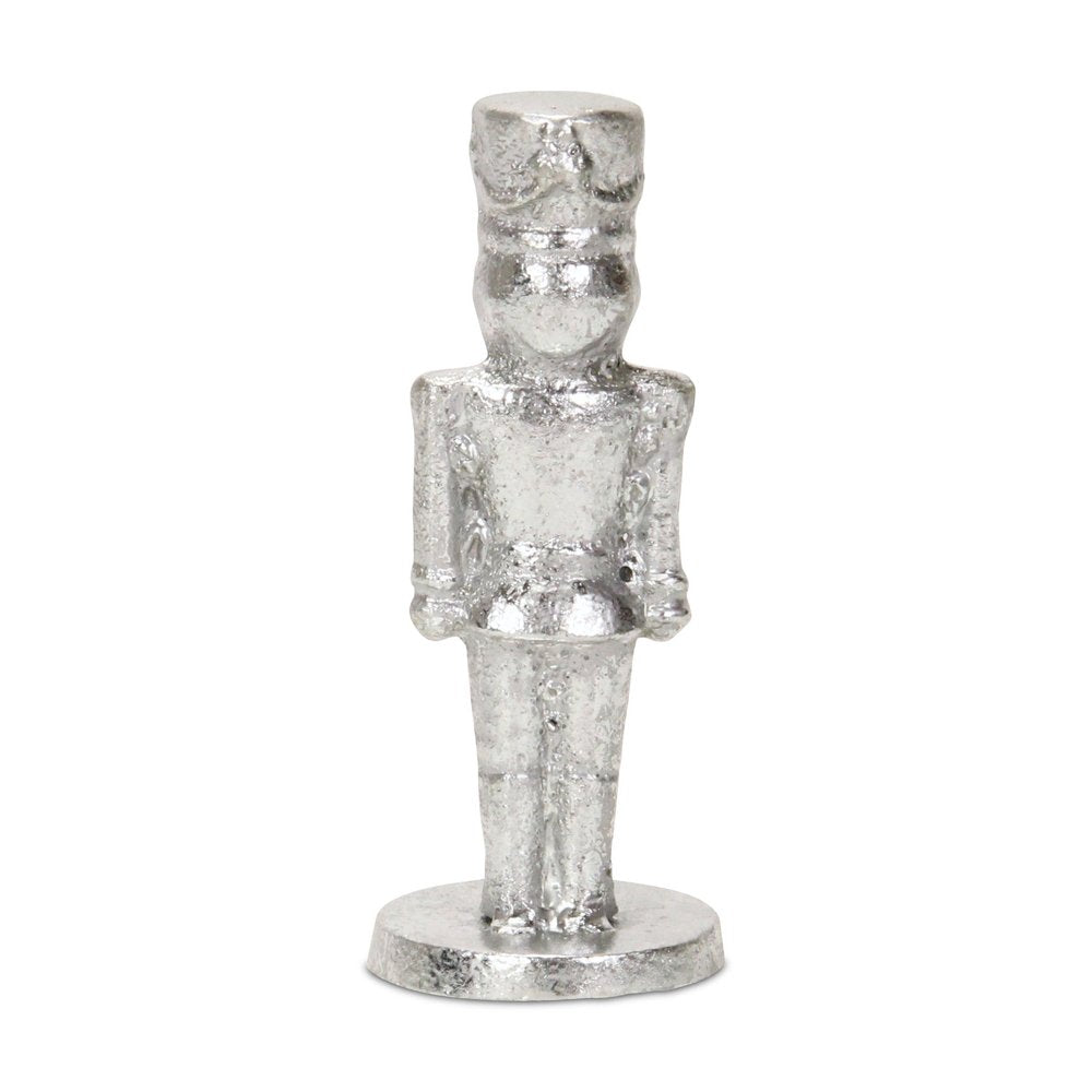 7" Silver Cast Iron Christmas Nutcracker Hand Painted Figurine HomeRoots
