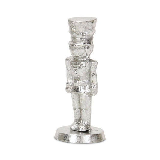 6" Silver Cast Iron Christmas Nutcracker Hand Painted Figurine HomeRoots