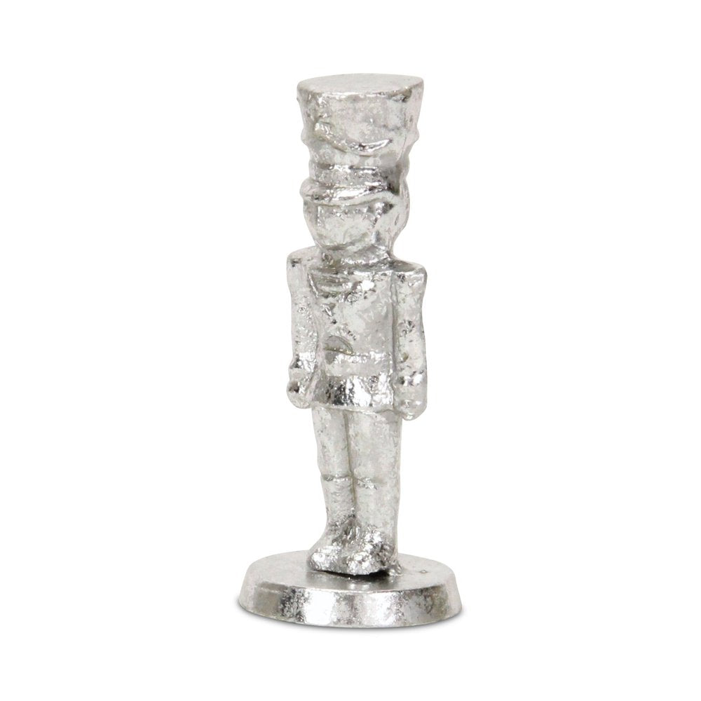 6" Silver Cast Iron Christmas Nutcracker Hand Painted Figurine HomeRoots
