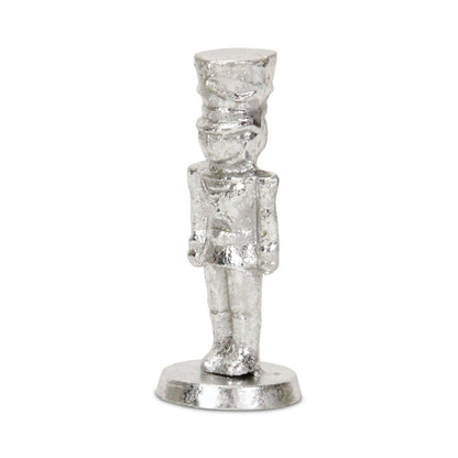 6" Silver Cast Iron Christmas Nutcracker Hand Painted Figurine HomeRoots