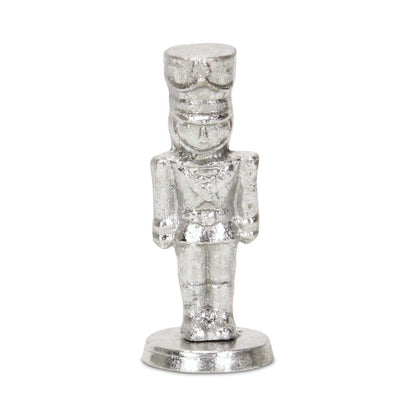 6" Silver Cast Iron Christmas Nutcracker Hand Painted Figurine HomeRoots