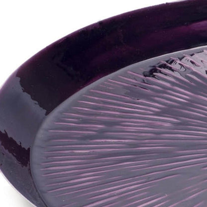 14" Purple Metal Etched Round Serving Tray HomeRoots