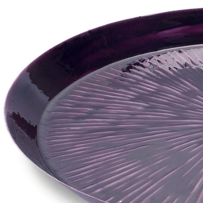 14" Purple Metal Etched Round Serving Tray HomeRoots