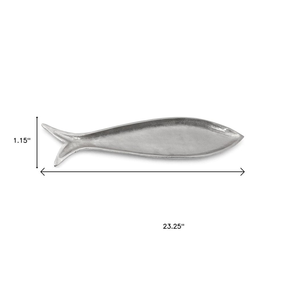23" Silver Cast Aluminum Fish Serving Tray HomeRoots