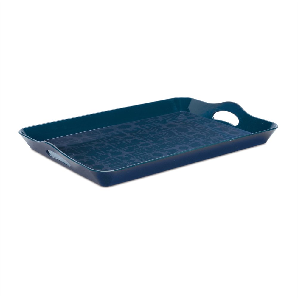 17" Blue Abstract Geo Printed Serving Tray HomeRoots