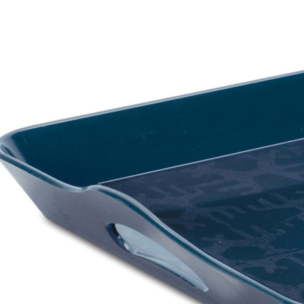17" Blue Abstract Geo Printed Serving Tray HomeRoots