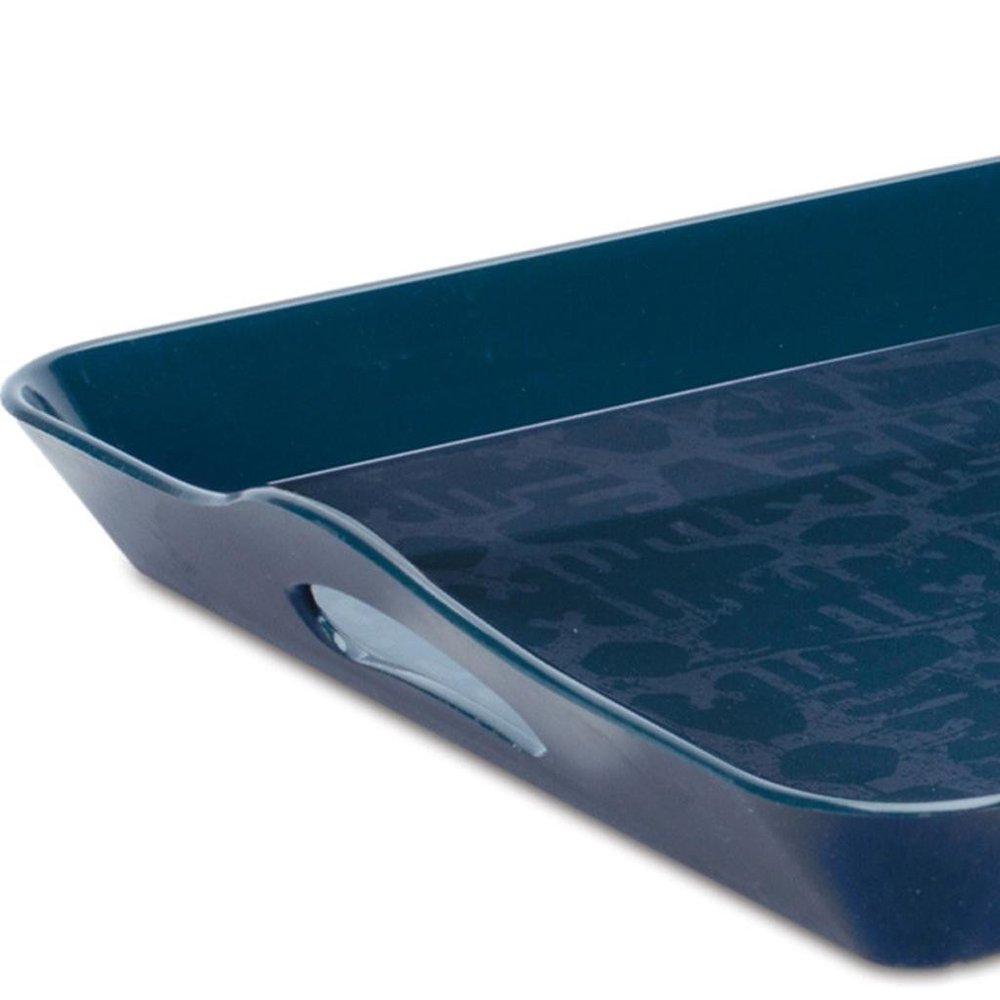 17" Blue Abstract Geo Printed Serving Tray HomeRoots