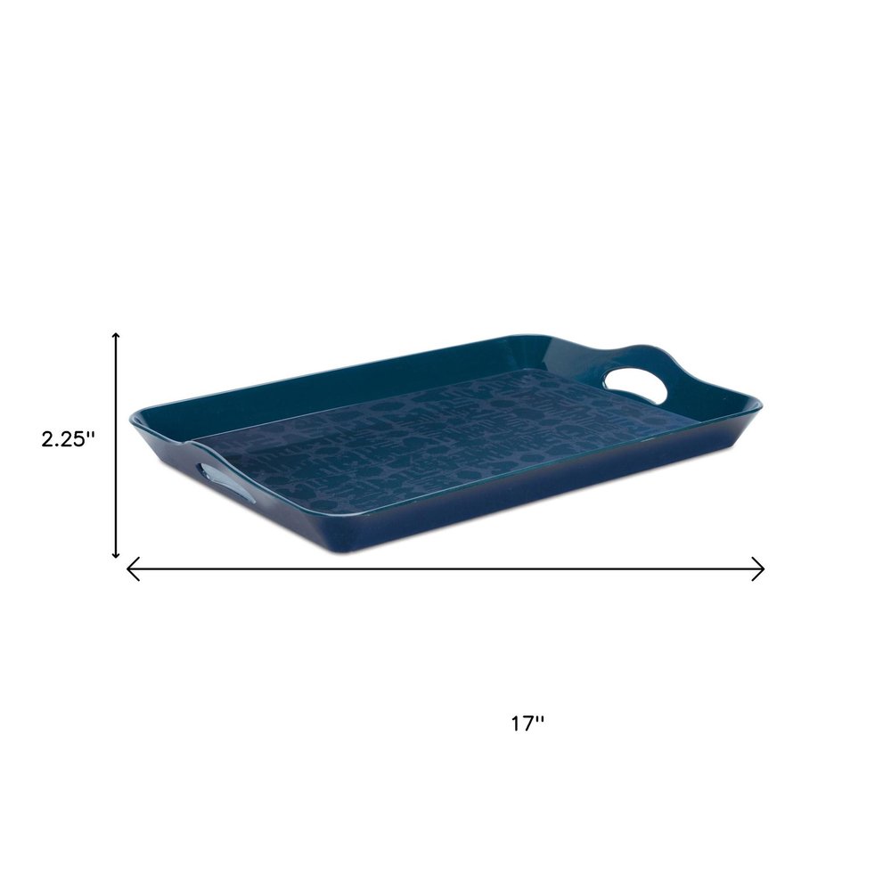17" Blue Abstract Geo Printed Serving Tray HomeRoots