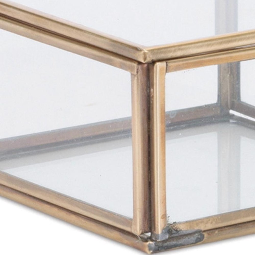 Set of Two Clear And Gold Glass Decorative Keepsake Boxes HomeRoots