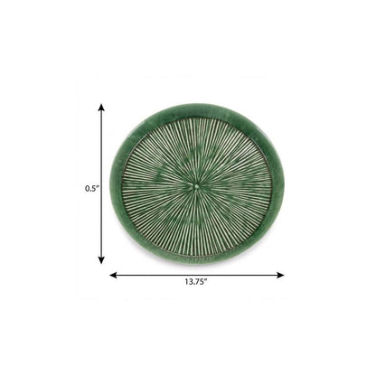14" Green Metal Etched Round Serving Tray HomeRoots