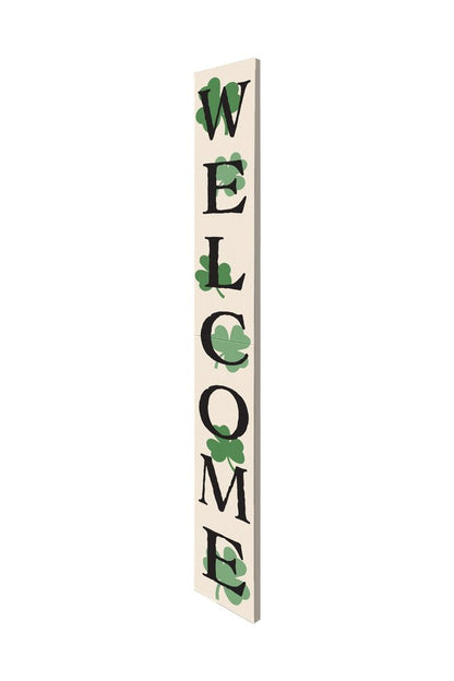 72" Off White Black And Green Solid Wood Shamrock Welcome Porch Sign HomeRoots