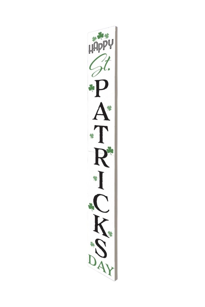 72" White Black And Green Solid Wood Happy St Patrick's Day Porch Sign HomeRoots