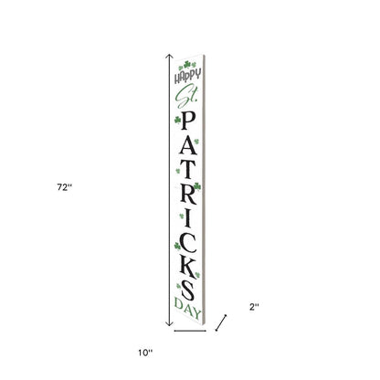 72" White Black And Green Solid Wood Happy St Patrick's Day Porch Sign HomeRoots