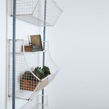 24" White And Gray Metal Baskets Wall Mounted Cubby Shelf HomeRoots