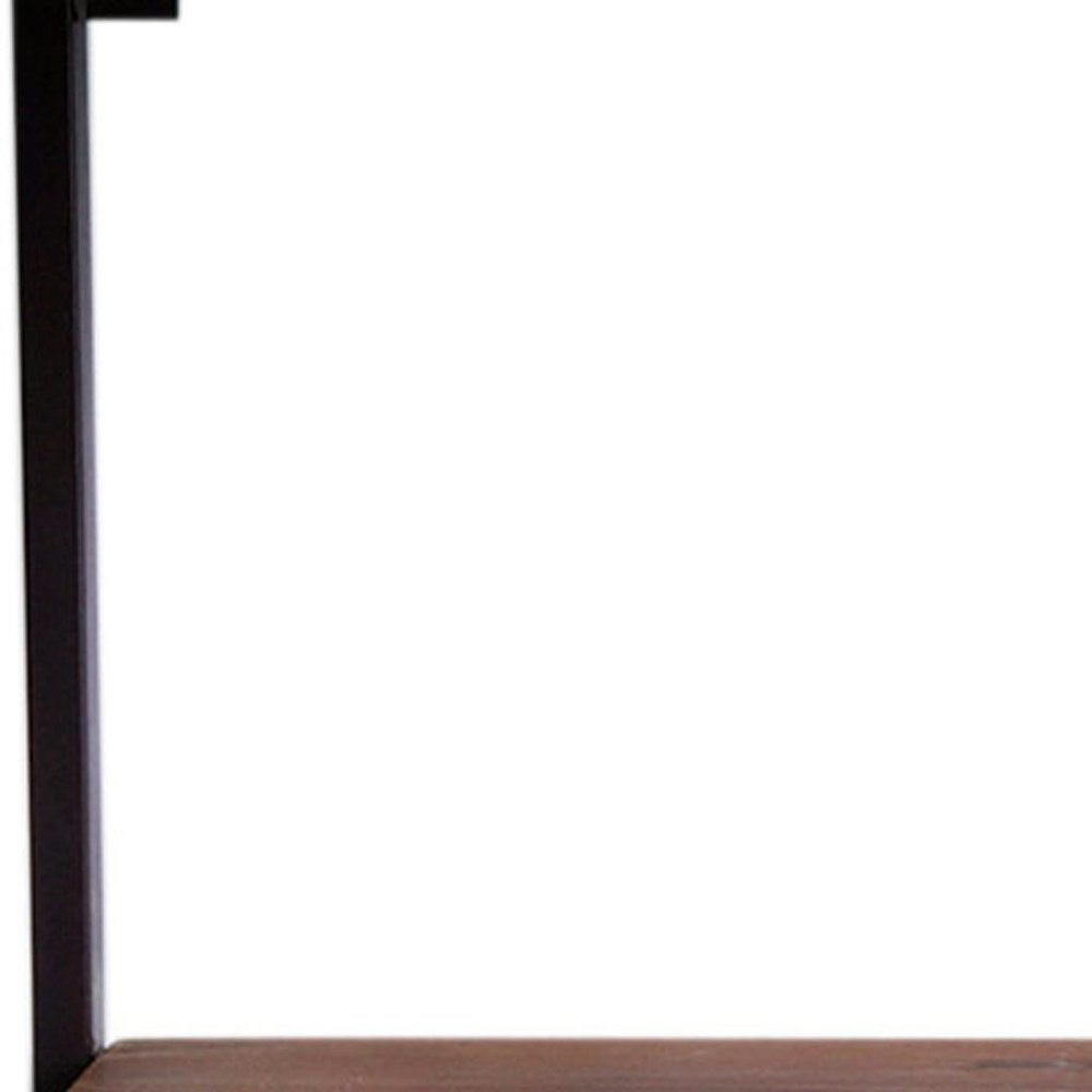 36" Set Of Two Black And Brown Wood And Metal Two Level Accent Shelf HomeRoots