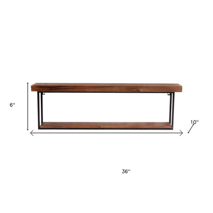 36" Set Of Two Black And Brown Wood And Metal Two Level Accent Shelf HomeRoots