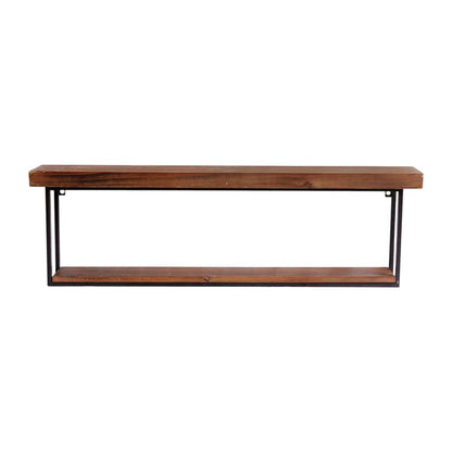 36" Set Of Two Black And Brown Wood And Metal Two Level Accent Shelf HomeRoots